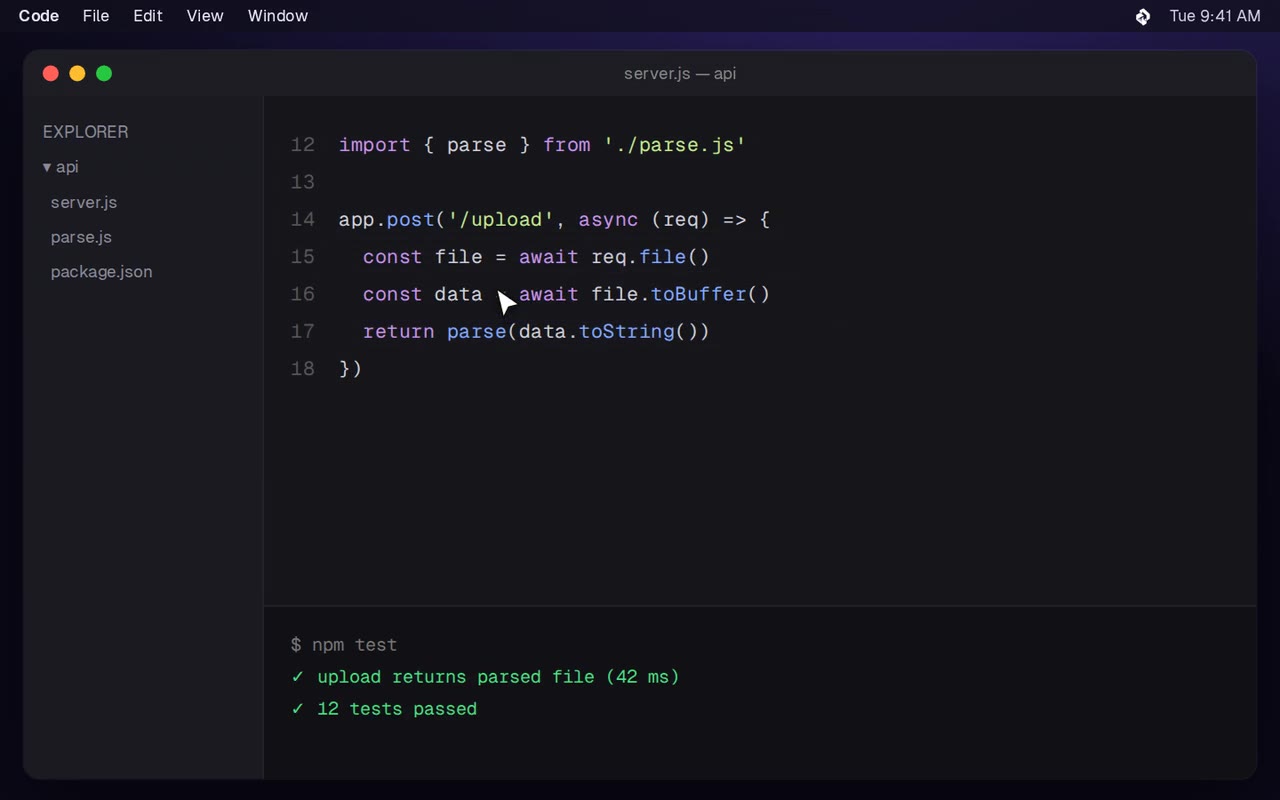 Bibbles explaining a failing test in VS Code