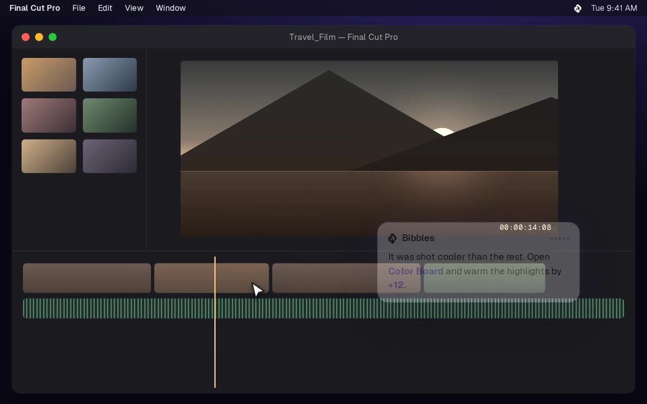 Bibbles explaining how to warm a clip in Final Cut Pro